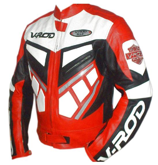 V-ROD Mens Motorbike Leather Jacket
